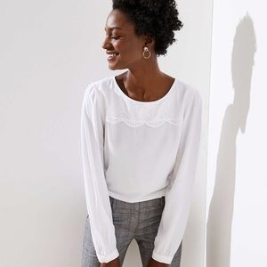 LOFT Plus Eyelet Cutout Back Blouse